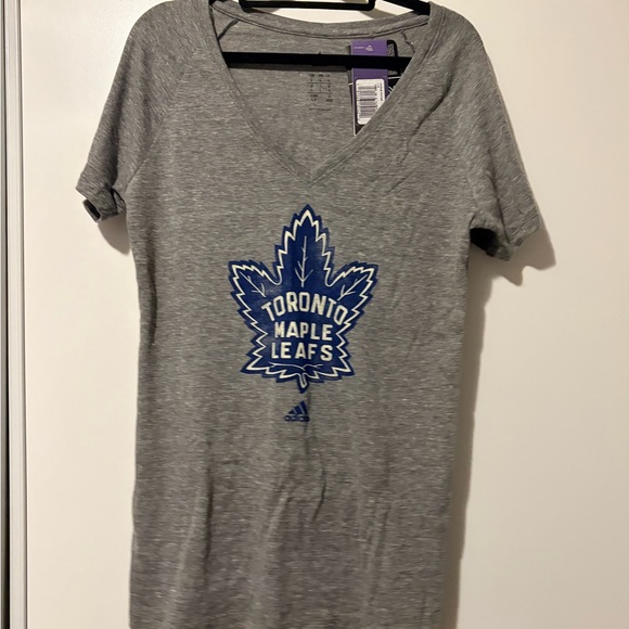 adidas Tops - Adidas Toronto Maple Leafs Gray T-Shirt with Blue Logo
